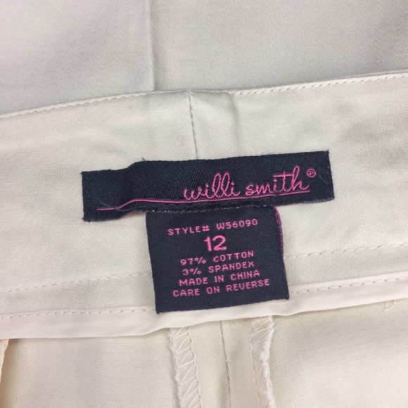 Willi Smith Embellished Beaded Shell Khaki Capri pants Turquoise Bronze Size 12 - Picture 2 of 4